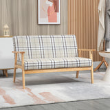 Linen Fabric 2 Seater Sofa 124cm Wide With Wooden Frame - Velmora