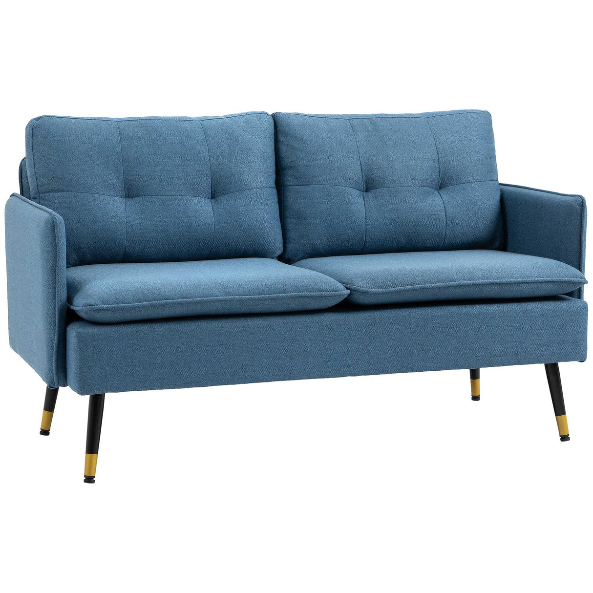 Linen Fabric 2 Seater Sofa 139cm Wide With Steel Legs - Velmora