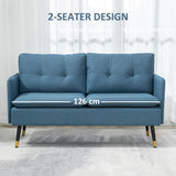 Linen Fabric 2 Seater Sofa 139cm Wide With Steel Legs - Velmora