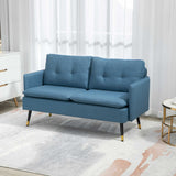 Linen Fabric 2 Seater Sofa 139cm Wide With Steel Legs - Velmora