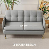Linen Fabric 2 Seater Sofa 139cm Wide With Steel Legs - Velmora