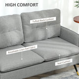 Linen Fabric 2 Seater Sofa 139cm Wide With Steel Legs - Velmora