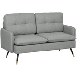 Linen Fabric 2 Seater Sofa 139cm Wide With Steel Legs - Velmora
