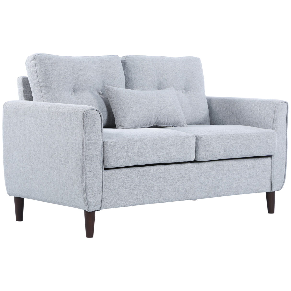 Linen Fabric 2 Seater Sofa 140cm Wide With Wooden Legs - Velmora
