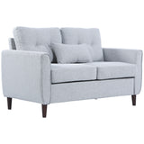 Linen Fabric 2 Seater Sofa 140cm Wide With Wooden Legs - Velmora