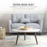 Linen Fabric 2 Seater Sofa 140cm Wide With Wooden Legs - Velmora