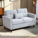Linen Fabric 2 Seater Sofa 140cm Wide With Wooden Legs - Velmora