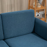 Linen Fabric 2 Seater Sofa 141cm Wide With Wooden Legs - Velmora