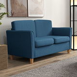 Linen Fabric 2 Seater Sofa 141cm Wide With Wooden Legs - Velmora