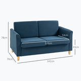 Linen Fabric 2 Seater Sofa 141cm Wide With Wooden Legs - Velmora