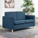 Linen Fabric 2 Seater Sofa 141cm Wide With Wooden Legs - Velmora