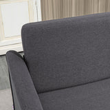 Linen Fabric 2 Seater Sofa 141cm Wide With Wooden Legs - Velmora