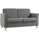 Linen Fabric 2 Seater Sofa 141cm Wide With Wooden Legs - Velmora