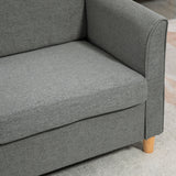 Linen Fabric 2 Seater Sofa 141cm Wide With Wooden Legs - Velmora
