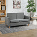 Linen Fabric 2 Seater Sofa 141cm Wide With Wooden Legs - Velmora