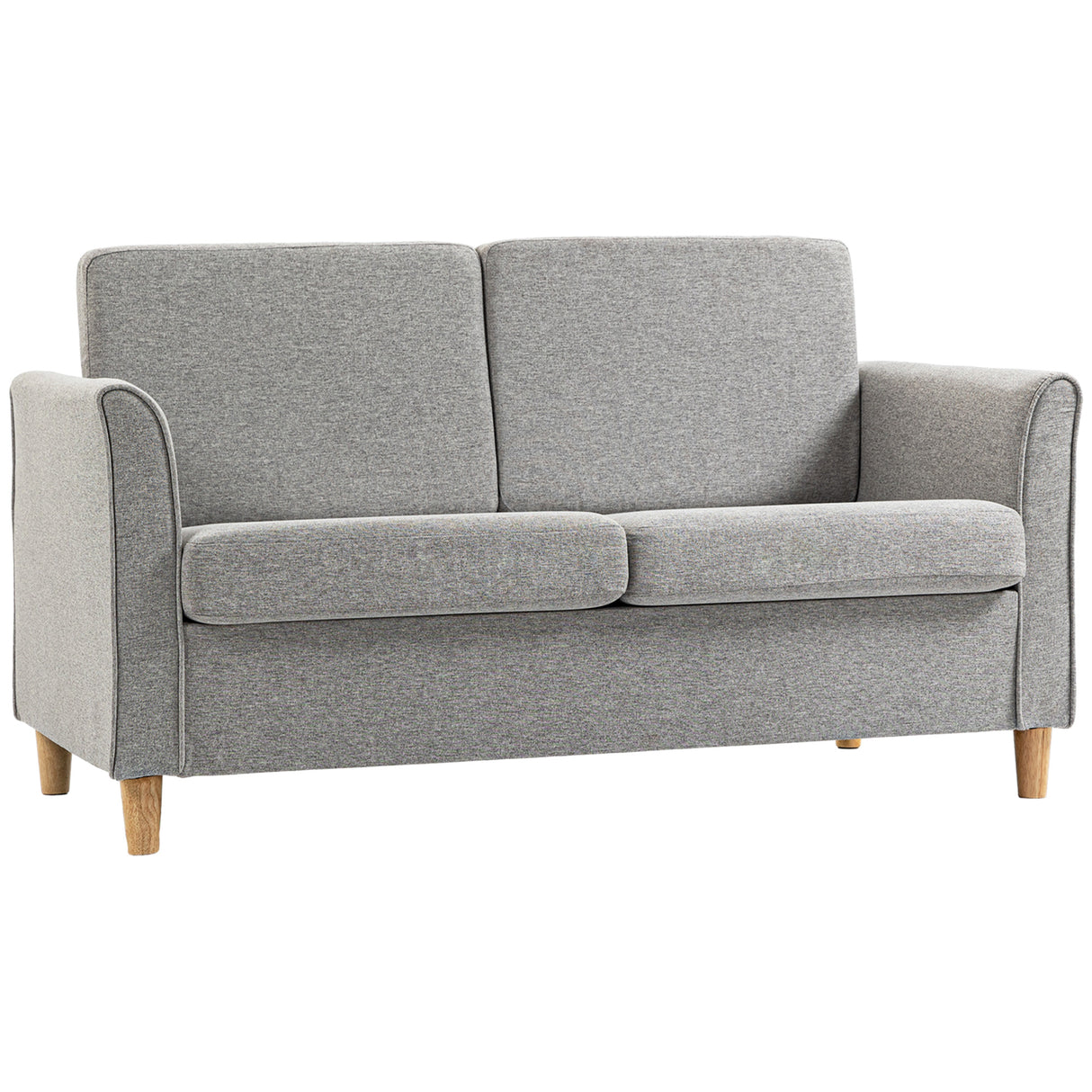 Linen Fabric 2 Seater Sofa 141cm Wide With Wooden Legs - Velmora