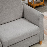 Linen Fabric 2 Seater Sofa 141cm Wide With Wooden Legs - Velmora