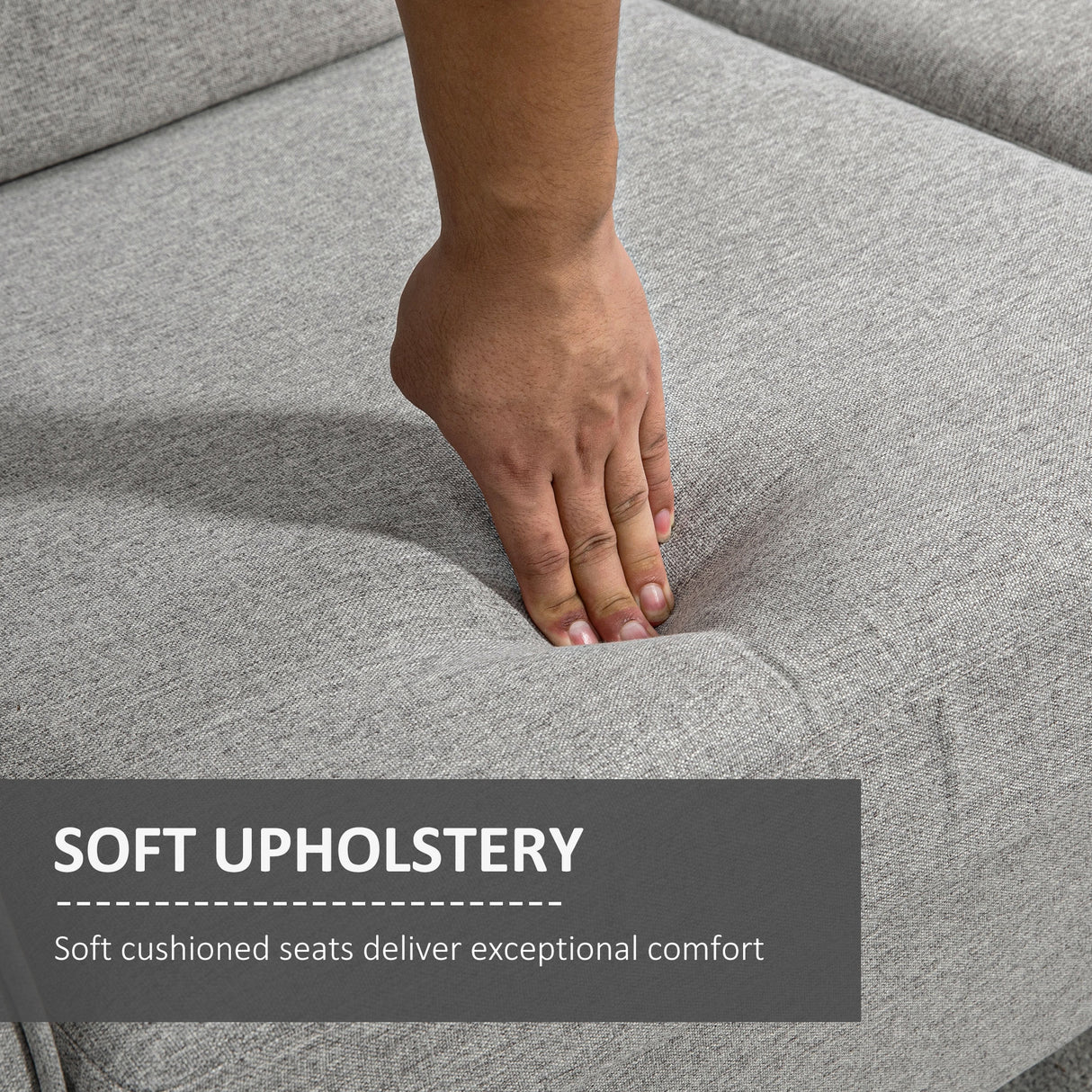 Linen Fabric 2 Seater Sofa 141cm Wide With Wooden Legs - Velmora