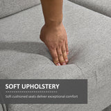 Linen Fabric 2 Seater Sofa 141cm Wide With Wooden Legs - Velmora