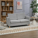 Linen Fabric 2 Seater Sofa 141cm Wide With Wooden Legs - Velmora