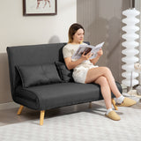 Linen Fabric 2 Seater Sofa Bed 120cm Wide With 2 Pillows - Velmora
