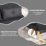 Linen Fabric 2 Seater Sofa Bed 120cm Wide With 2 Pillows - Velmora