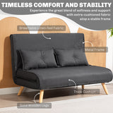 Linen Fabric 2 Seater Sofa Bed 120cm Wide With 2 Pillows - Velmora