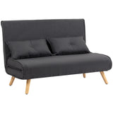 Linen Fabric 2 Seater Sofa Bed 120cm Wide With 2 Pillows - Velmora