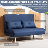 Linen Fabric 2 Seater Sofa Bed 120cm Wide With 2 Pillows - Velmora