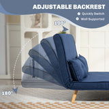 Linen Fabric 2 Seater Sofa Bed 120cm Wide With 2 Pillows - Velmora