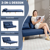Linen Fabric 2 Seater Sofa Bed 120cm Wide With 2 Pillows - Velmora