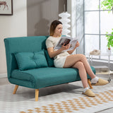 Linen Fabric 2 Seater Sofa Bed 120cm Wide With 2 Pillows - Velmora