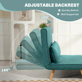 Linen Fabric 2 Seater Sofa Bed 120cm Wide With 2 Pillows - Velmora