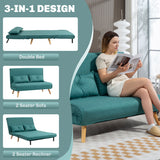 Linen Fabric 2 Seater Sofa Bed 120cm Wide With 2 Pillows - Velmora