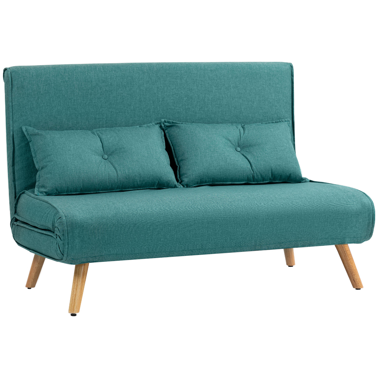 Linen Fabric 2 Seater Sofa Bed 120cm Wide With 2 Pillows - Velmora