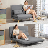Linen Fabric 2 Seater Sofa Bed 120cm Wide With 2 Pillows - Velmora