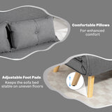 Linen Fabric 2 Seater Sofa Bed 120cm Wide With 2 Pillows - Velmora