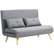 Linen Fabric 2 Seater Sofa Bed 120cm Wide With 2 Pillows - Velmora