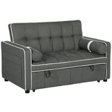 Linen Fabric 2 Seater Sofa Bed 138.5cm Wide With 2 Pillows - Velmora