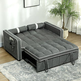 Linen Fabric 2 Seater Sofa Bed 138.5cm Wide With 2 Pillows - Velmora