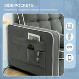 Linen Fabric 2 Seater Sofa Bed 138.5cm Wide With 2 Pillows - Velmora