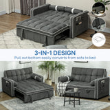 Linen Fabric 2 Seater Sofa Bed 138.5cm Wide With 2 Pillows - Velmora