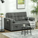 Linen Fabric 2 Seater Sofa Bed 138.5cm Wide With 2 Pillows - Velmora