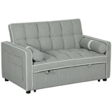 Linen Fabric 2 Seater Sofa Bed 138.5cm Wide With 2 Pillows - Velmora