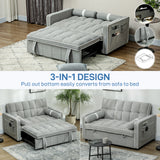 Linen Fabric 2 Seater Sofa Bed 138.5cm Wide With 2 Pillows - Velmora