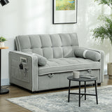 Linen Fabric 2 Seater Sofa Bed 138.5cm Wide With 2 Pillows - Velmora
