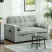 Linen Fabric 2 Seater Sofa Bed 138.5cm Wide With 2 Pillows - Velmora
