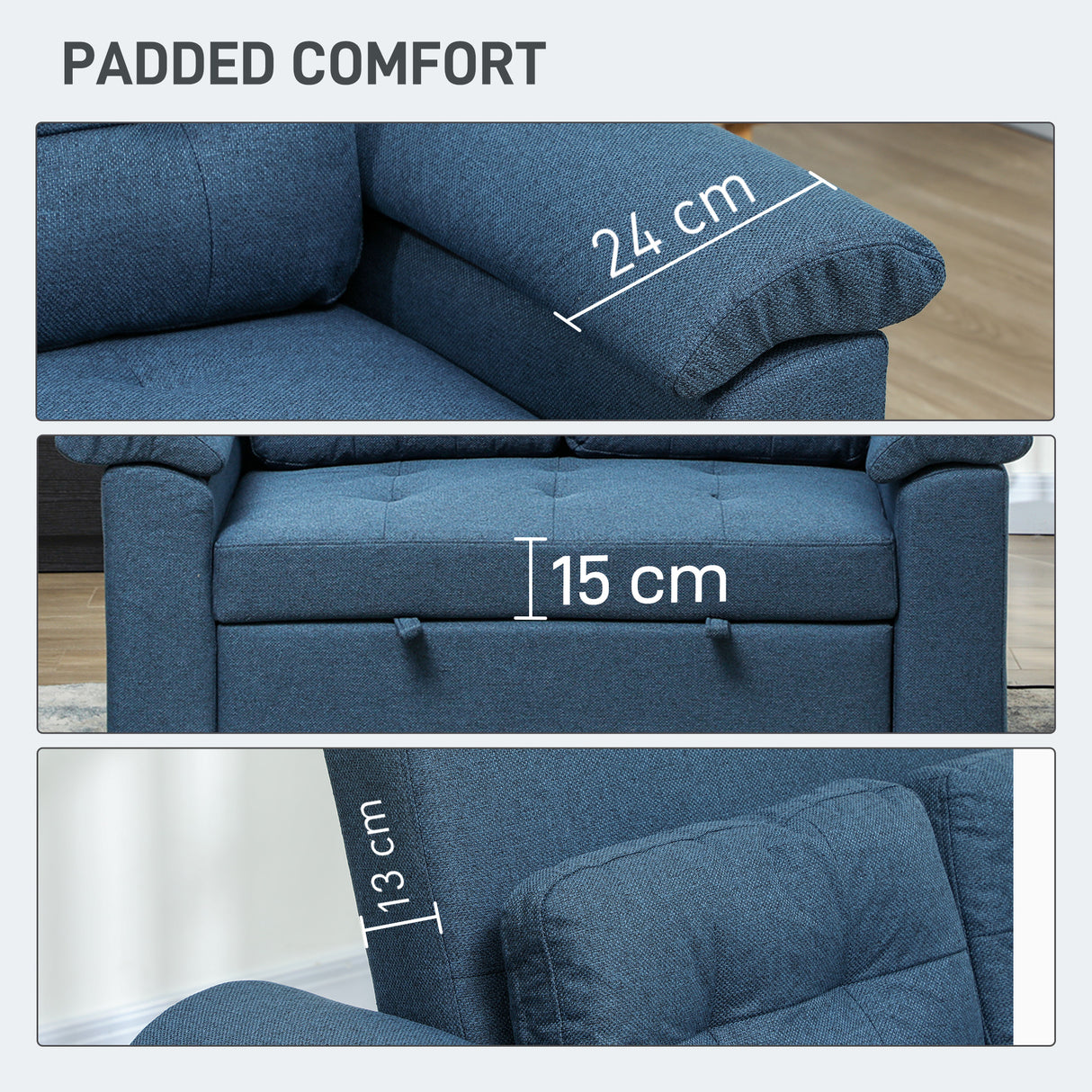Linen Fabric 2 Seater Sofa Bed 140cm Wide With 2 Pillows - Velmora