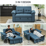 Linen Fabric 2 Seater Sofa Bed 140cm Wide With 2 Pillows - Velmora