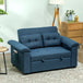 Linen Fabric 2 Seater Sofa Bed 140cm Wide With 2 Pillows - Velmora